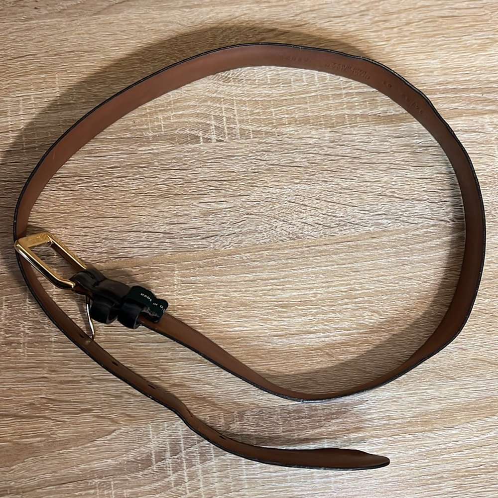 Cole Haan | Men's Black Leather Belt with Gold Buckle - Picture 2 of 6